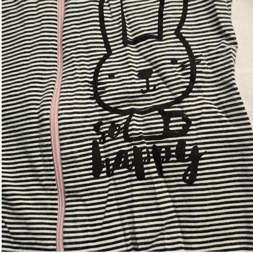Gerber Baby Girl Sleep and Play Bunny Striped Footed Pajama 3-6M Black Pink